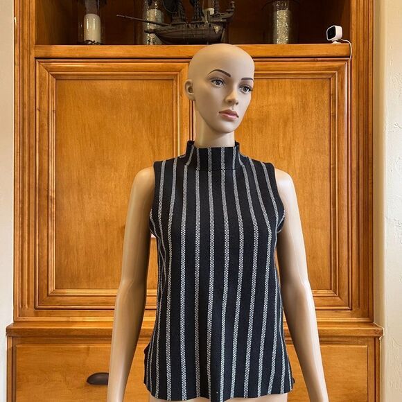 Anthropologie Black and Gray Striped Blouse - Picture 2 of 16